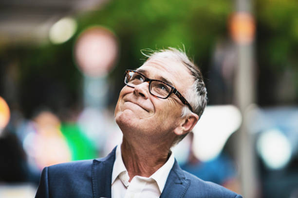 Middle-aged man in a city street