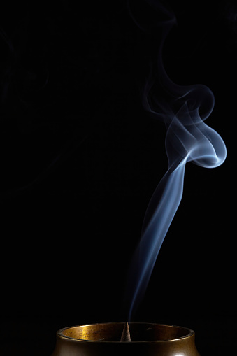 Full frame of forms and textures of smoke of color white on a black background