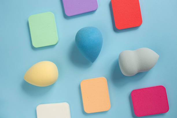 istock Top view of different cosmetics sponges,all types and forms.Good as cosmetic background. 1392745957