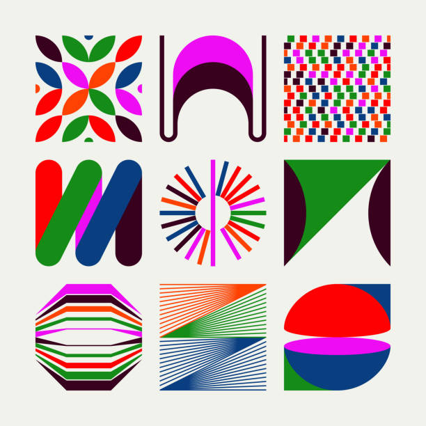 Modernism Aesthetics Vector Abstract Shapes Collection Made With Minimalist Geometric Forms And Figures vector art illustration