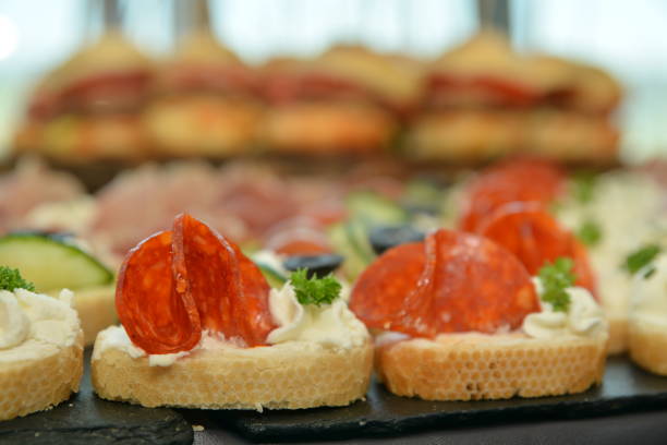 istock Salami on the small piece of bread 1392749612