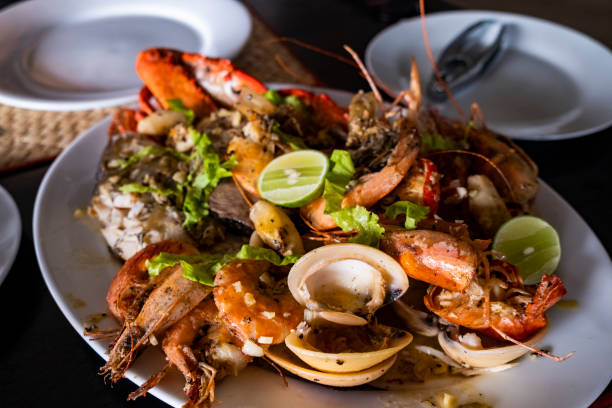 istock seafood platter on table with limes 1392751542