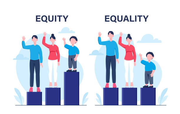 равенство и справедливость - финансы stock illustrations