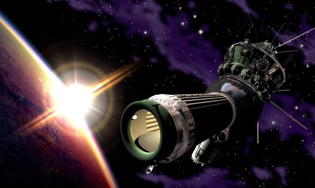 istock The spacecraft Voskhod-2 at the orbit. 3D Illustration. 1392754651