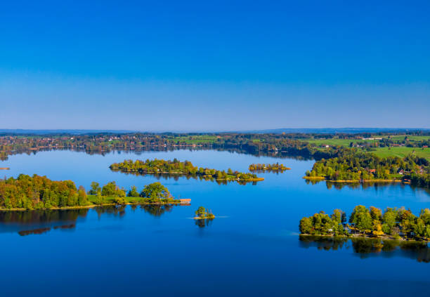 Staffelsee Lake near Murnau, Bavaria, Germany Island Wörth in Staffelsee Lake near Murnau, Seehausen, Blaues Land, Upper Bavaria, Bavaria, Germany, Europe lake staffelsee photos stock pictures, royalty-free photos & images