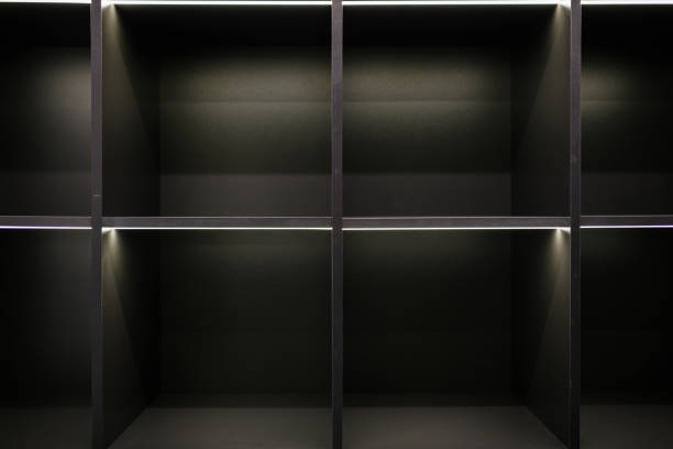 istock black shelves with illumination for things 1392764744