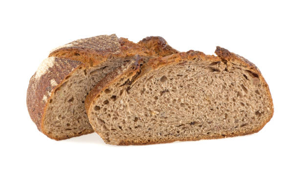 istock Slice of fresh rye bread isolated on white background 1392765009