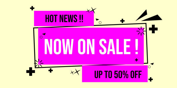 istock magenta banner with text now on sale. Memphis style modern design 1392768079