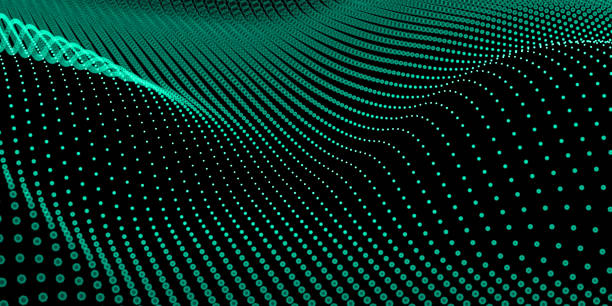 istock Abstract background with futuristic wavy bokeh dots 1392768738