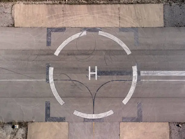 Helicopter landing symbol on a helipad
