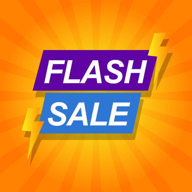 ilustrações, clipart, desenhos animados e ícones de banner de venda flash em fundo de cor fresca - retail occupation flash