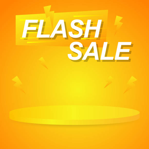 flash-verkaufsbanner auf frischem farbhintergrund - shopping mall flash stock-grafiken, -clipart, -cartoons und -symbole