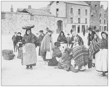 Antique photograph of Ireland: Fish Market, Galway