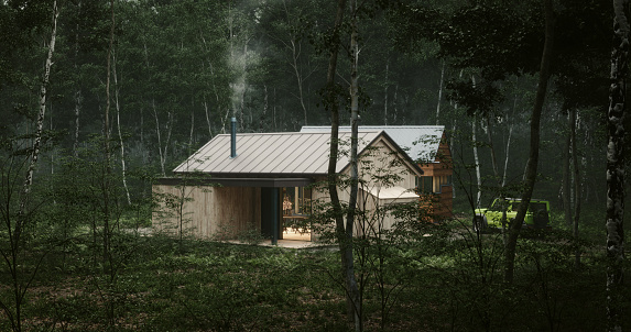 Digitally generated deep forest modern cabins.

The scene was created in Autodesk® 3ds Max 2022 with V-Ray 5 and rendered with photorealistic shaders and lighting in Chaos® Vantage with some post-production added.