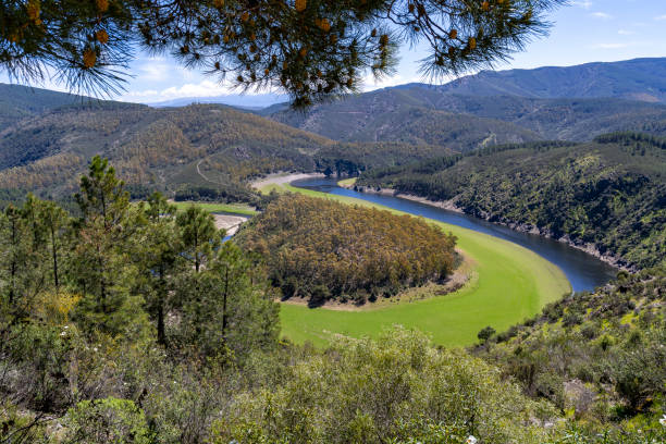 istock Melero Meander with green tones and a blue sky 1392784928