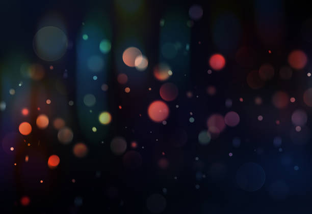 nieostre ciepłe i zimne światła z rozmytymi paskami na czarnym tle - blurry background stock illustrations