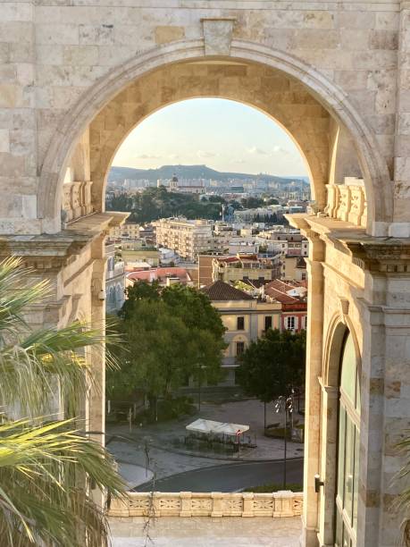 Cagliari,Sardinia,Italy 09 September 2021:View of the city from the San Remy bastion