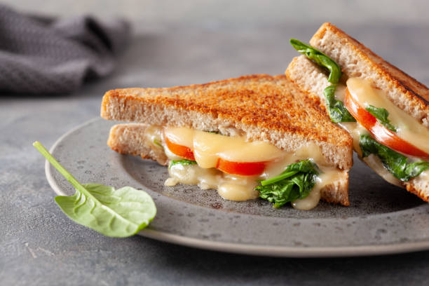 istock grilled cheese spinach and tomato sandwich on concrete background 1392788914