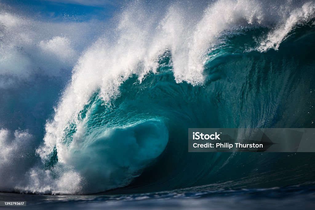 Powerful large ocean wave Wave - Water Stock Photo