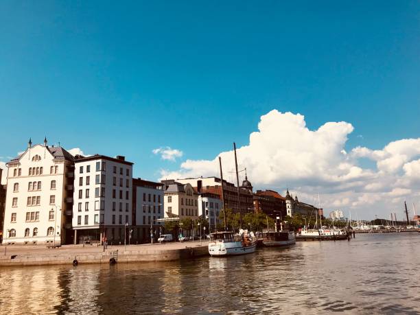 istock Helsinki old downtown riverside, on sunny day 1392796146