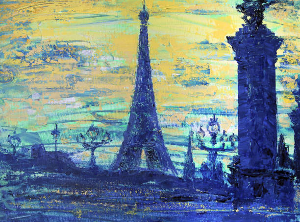 istock Artistic painting of the Eiffel Tower and bridge 1392797018