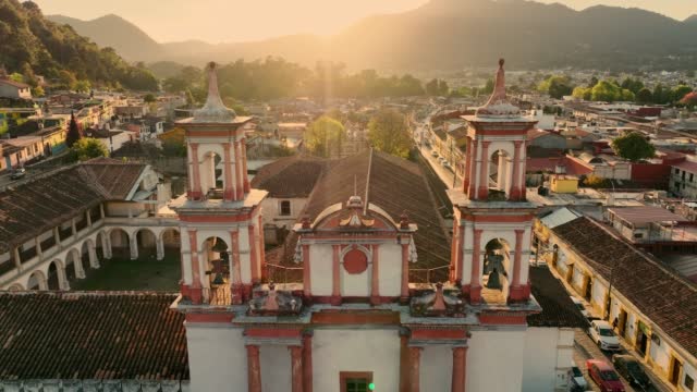Aerial view of San Cristóbal de las Casas at sunset