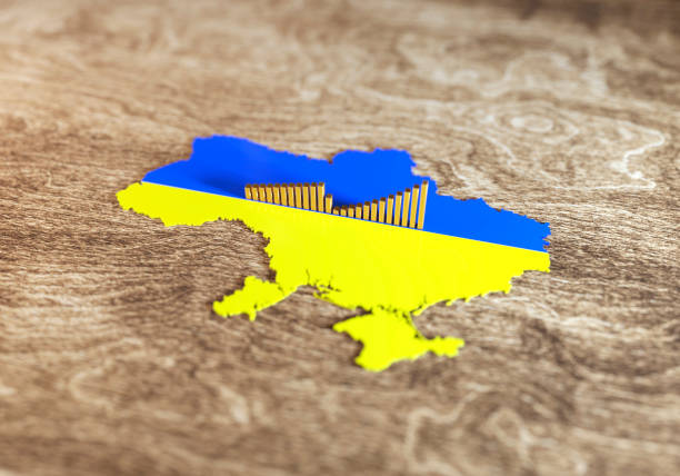 istock Ukraine map with flag and economic graph 1392799447