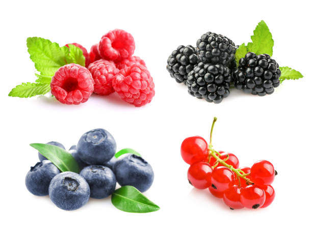 istock Set of different wild fresh berries isolated on white background 1392801472