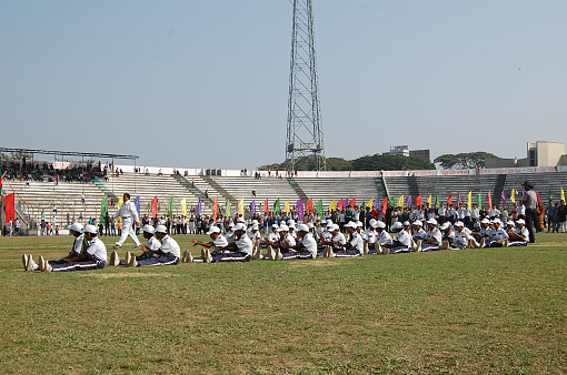 Bangladesh Victory Day celebration Presentation of school students on the occasion of Bangladesh Victory Day celebrations. Photo taken from Sylhet in Bangladesh on 16 December 2012.