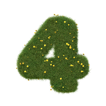 High resolution detailed illustration. Realistic grass numbers isolated on white background. Collection. 3D image.