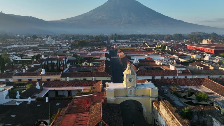 Aerial view of Antigua at sunrise