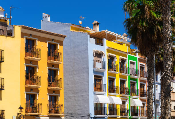 istock Touristic town with colored houses and buildings 1392804977