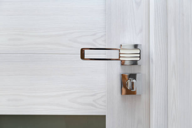 istock Stylish metal interior door handles 1392811764