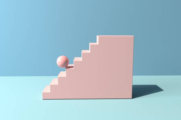 istock Stairs and balls - 3D render illustration 1392812402