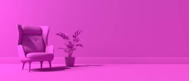 istock Relaxing chair with plant - Monochrome minimal theme 1392812468
