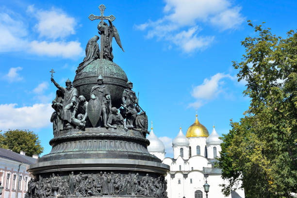 istock Sofia cathedral and monument for Russia millennium in Veliky Novgorod 1392815463