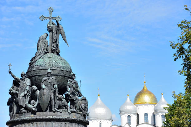 istock Sofia cathedral and monument for Russia millennium in Veliky Novgorod 1392815643