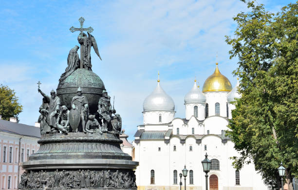 Sofia cathedral and monument for Russia millennium in Veliky Novgorod