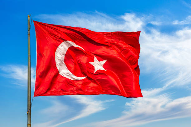 Turkısh flag red and white color stock photo