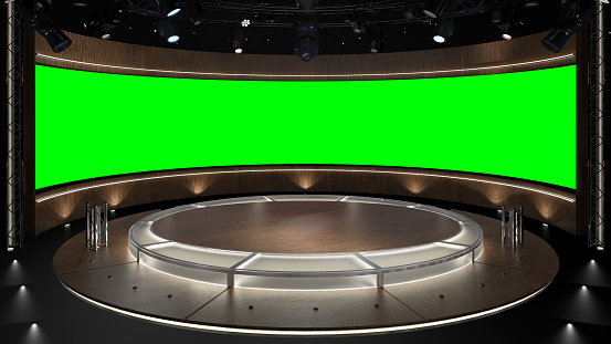 Virtual set studio for chroma footage. wherever you want it, With a simple setup, a few square feet of space, and Virtual Set, you can transform any location into a spectacular virtual set. This background was created in high resolution with 3ds Max-Vray software. You can use it in your virtual studios
