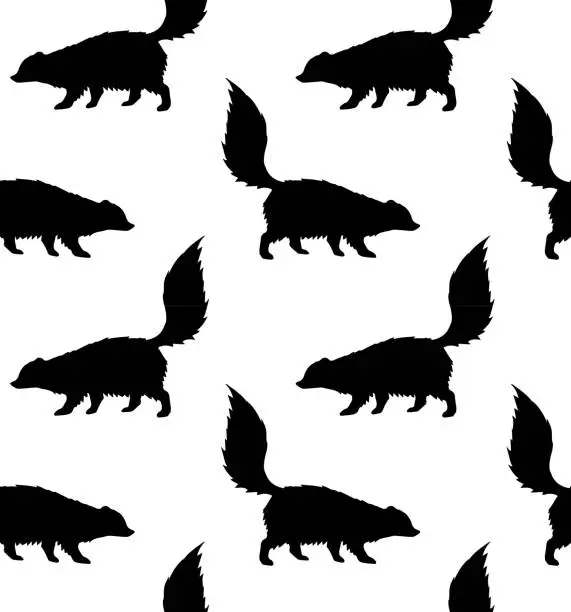 Vector illustration of Vector seamless pattern of hand drawn doodle sketch skunk silhouette