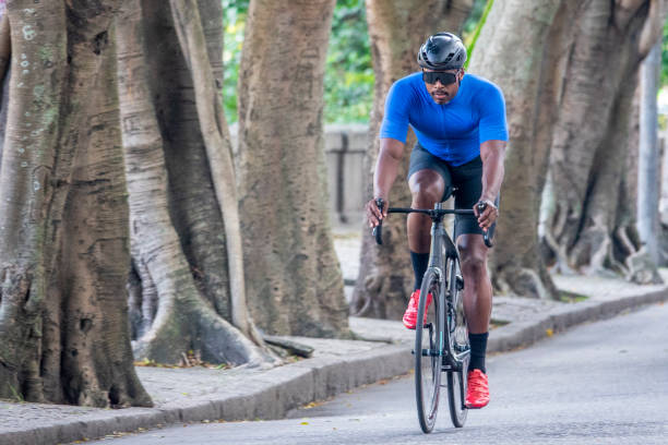 istock Cycling athlete doing her workout in the city 1392827293