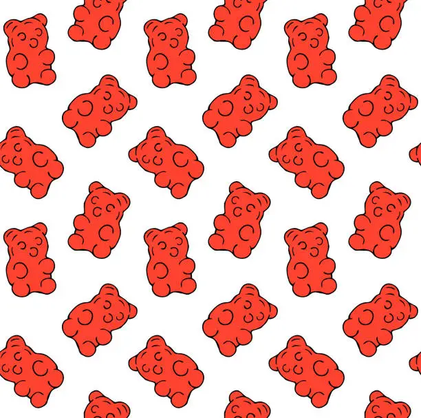 Vector illustration of Vector seamless pattern of hand drawn doodle sketch gummy bear