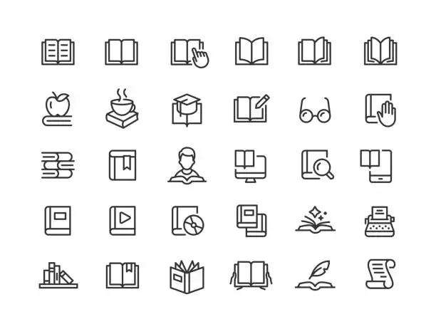 Vector illustration of Book Line Icons Editable Stroke