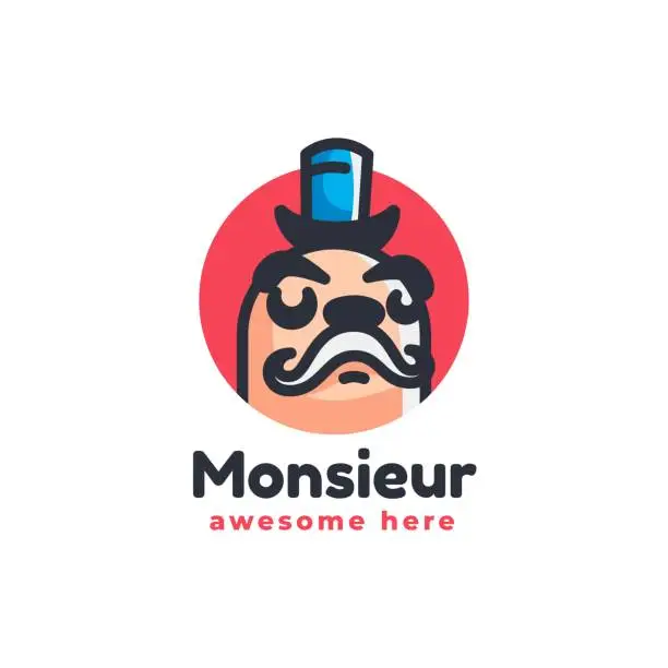 Vector illustration of Vector Illustration Monsieur Simple Mascot Style.