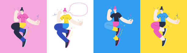 istock Happiness - happy people jumping in the air cheerfully 1392837898