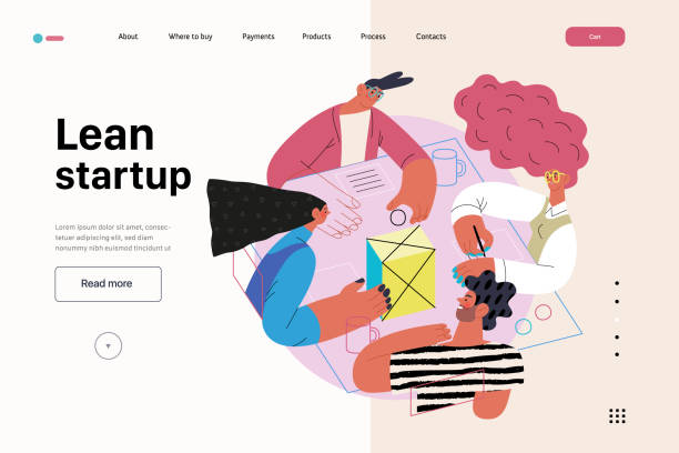 istock Startup illustration, website landing template. Concept of building new business 1392838036