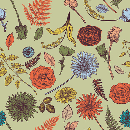 Colorful Botanical Style Seamless Floral Patterns