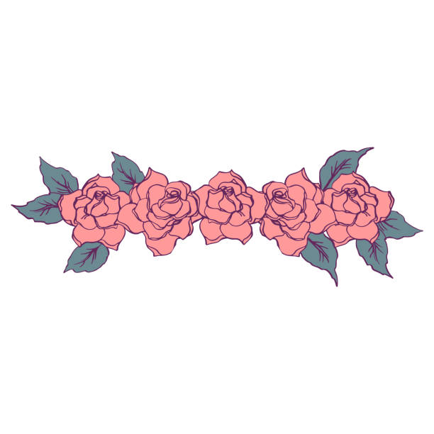 ilustrações de stock, clip art, desenhos animados e ícones de roses flower crown element hand drawn vector - coroa de flores