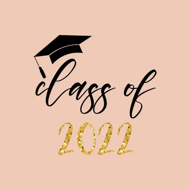 Vector illustration of Class of 2022, lettering for greeting, invitation card. Vector illustration.
